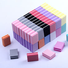 Load image into Gallery viewer, 10/25/50pcs lot Double-sided Mini Nail File Blocks Colorful Sponge Nail Polish Sanding Buffer Strips Polishing Manicure Tools
