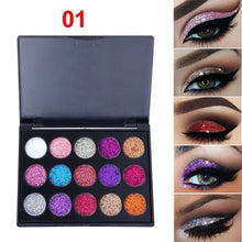 Load image into Gallery viewer, Cmamdu15 Colors Diamond Paillette Eyeshadow Palette High Gloss Shimmer Eye Shadow Waterproof Cosmetic Beauty Makeup Powder TSLM2
