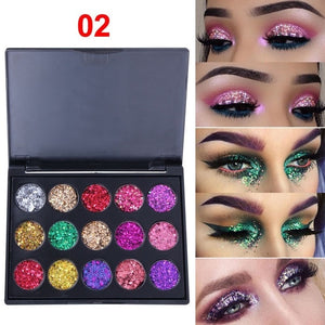 Cmamdu15 Colors Diamond Paillette Eyeshadow Palette High Gloss Shimmer Eye Shadow Waterproof Cosmetic Beauty Makeup Powder TSLM2