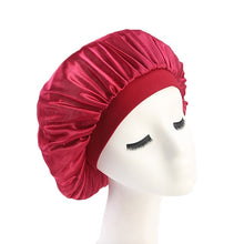 Load image into Gallery viewer, 58cm Adjust Solid Satin Bonnet Hair Styling Cap Long Hair Care Women Night Sleep Hat Silk Head Wrap Shower Cap Hair Styling Tool
