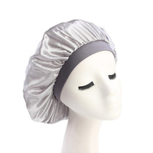 Load image into Gallery viewer, 58cm Adjust Solid Satin Bonnet Hair Styling Cap Long Hair Care Women Night Sleep Hat Silk Head Wrap Shower Cap Hair Styling Tool

