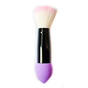 1pc Professional blusher brush 2 heads Nylon Make up Brushes Two Head Metal Cosmetic Tools with Sponge Pink Color drop shipping