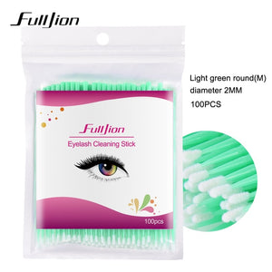 100Pcs Disposable Eyelash Cotton Swab Micro Brushes Eyelashes Extension Cleaning Sticks Brushes for Eyes Mascara Remove Makeup