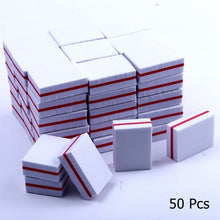 Load image into Gallery viewer, 10/25/50pcs lot Double-sided Mini Nail File Blocks Colorful Sponge Nail Polish Sanding Buffer Strips Polishing Manicure Tools
