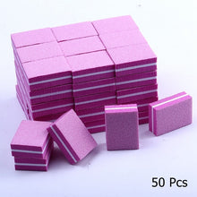 Load image into Gallery viewer, 10/25/50pcs lot Double-sided Mini Nail File Blocks Colorful Sponge Nail Polish Sanding Buffer Strips Polishing Manicure Tools
