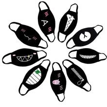 Load image into Gallery viewer, Anti-Dust Mask Mouth Mask Anime 3 Layers Mask Funny Teeth Pattern Cotton Fabric Cute Black Mouth Mask for Adult Teens Kids
