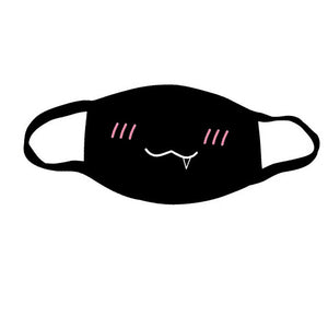 Anti-Dust Mask Mouth Mask Anime 3 Layers Mask Funny Teeth Pattern Cotton Fabric Cute Black Mouth Mask for Adult Teens Kids