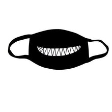 Load image into Gallery viewer, Anti-Dust Mask Mouth Mask Anime 3 Layers Mask Funny Teeth Pattern Cotton Fabric Cute Black Mouth Mask for Adult Teens Kids
