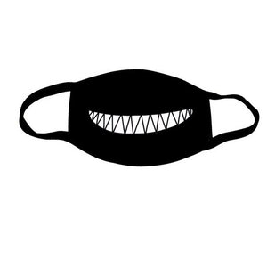 Anti-Dust Mask Mouth Mask Anime 3 Layers Mask Funny Teeth Pattern Cotton Fabric Cute Black Mouth Mask for Adult Teens Kids