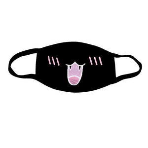 Anti-Dust Mask Mouth Mask Anime 3 Layers Mask Funny Teeth Pattern Cotton Fabric Cute Black Mouth Mask for Adult Teens Kids