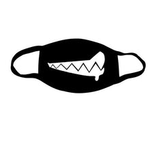 Load image into Gallery viewer, Anti-Dust Mask Mouth Mask Anime 3 Layers Mask Funny Teeth Pattern Cotton Fabric Cute Black Mouth Mask for Adult Teens Kids
