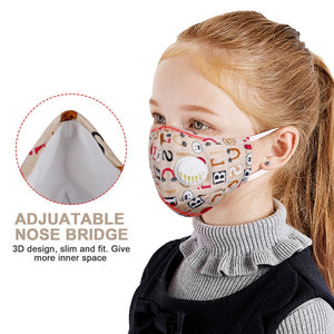 Reusable Children Mouth Mask Anti-Fog Haze Dust Pm 2.5 Face Mask Cartoon Breathable Half Face Mask Mouth Cover for Girls Boys